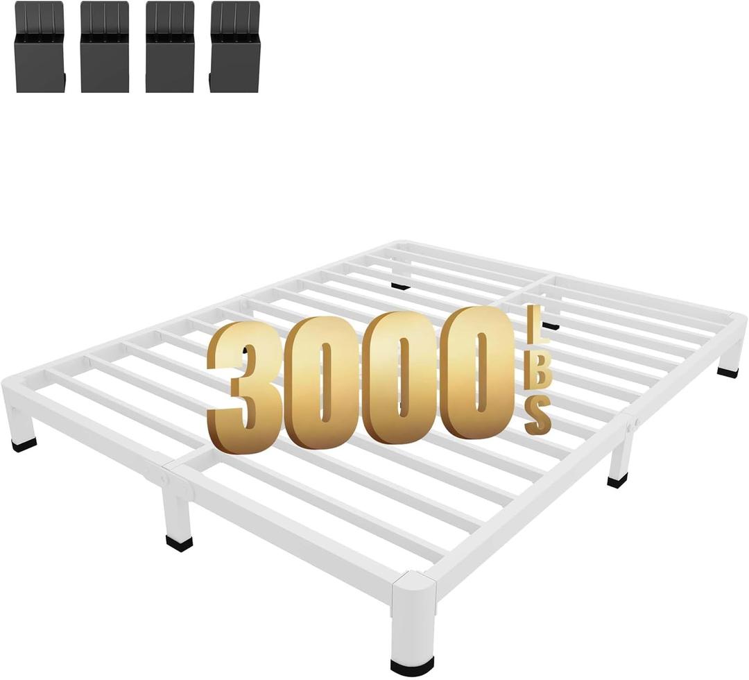MAF 4 Inch King Metal Platform Bed Frame with Round Corner Legs, 3000 LBS Heavy Duty Steel Slats Support, Noise Free, No Box Spring Needed, Easy Assembly