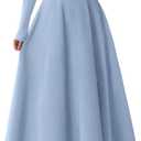 PRETTYGARDEN Cocktail Dresses for Women 2026 Elegant Classy Fall Long Sleeve Midi A Line Flowy Modest Winter Party Dress, Light Blue, X-Large