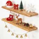 Fun Memories Floating Shelves for Wall Decor, Rustic Solid Elm Wood Live Edge Floating Shelves Wall Mounted, Heavy-Duty Shelf with Invisible Bracket for Living Room Kitchen, 36 Inch Set of 2, Natural