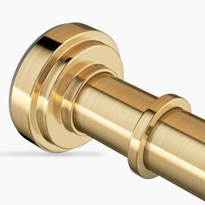 Gold Tension Shower Curtain Rod 36-84 Inch(3-7ft) Never Rust No Drilling Non Slip Spring Tension Shower Rod, Heavy Duty Tension Rod, Adjustable Curtain Rod for Bathroom Window Living Room (36"-84", Brushed Gold)