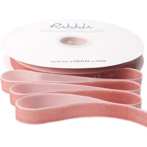 Ribbli Rose Gold Velvet Ribbon 5/8 Inches Continuous 25 Yard Spool Dusty Pink Christmas Ribbon for Gift Wrapping Crafts Home Decor