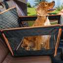 Dog Car Seat for Large Medium Dogs, Dog Car Seat Cover for Back Seat, Foldable Pet CarSeat with Safety Belt, Waterproof Fabric & Breathable Mesh, Back Seat Cover for Dogs Under 40lbs (Large, Orange)