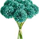 Mandy's 12 pcs Teal Artificial Chrysanthemum Flower Balls 12" Silk Fake Flowers for Indoor Outdoor Decor Wedding Mother's Day Spring New Year Home Kitchen Party Decorations