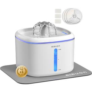 Cat Water Fountain,2.5L/84oz Pet Water Fountain for Cats Inside, Cat Fountain for Drinking with Ultra Quiet Pump(≤20dB)& LED Blue Light - for Pets Small Animals