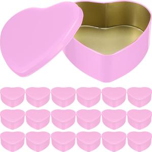 Blulu 18 Pcs Heart Shaped Metal Tins with Lids 4.72" x 4.33" Candy Boxes Biscuits Jar Candle Tins Box Metal Containers for Candy Chocolate Gifts (Pink)