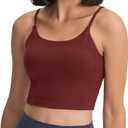 Women's Strappy Stretch Sports Bra Longline Yoga Tank Top Fitness Bra Workout Camisole Crop Tops for Teen Girl, M