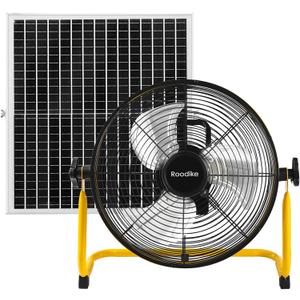 12" Solar Rechargeable Floor Fan, 35W Solar Powered Battery Operated Fans for Outdoor Garden Greenhouse Barn Stable Camping Garage Patio Air Circulation Cooling