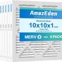 10x10x1 AC Air Filter MERV 8 (6-Pack) MPR 600 FPR 5 HVAC Furnace Pleated Filters Dust Defense Air Filters Replacement (Exact Dimensions: 9.81x9.81x0.81 Inches)