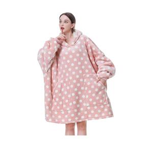 Aemicion Wearable Blanket for Women,Cozy Thick Hoodie Blanket,Warm Sherpa Oversized Sweatshirte Blanket Gifts for Women Girls Adult-Pink Polka Dot