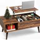 WLIVE Coffee Table for Living Room, Lift Top Coffee Table with Storage, Small Rising Wooden Dining Center Table with Storage Shelf & Hidden Compartment, 39" Rustic Brown
