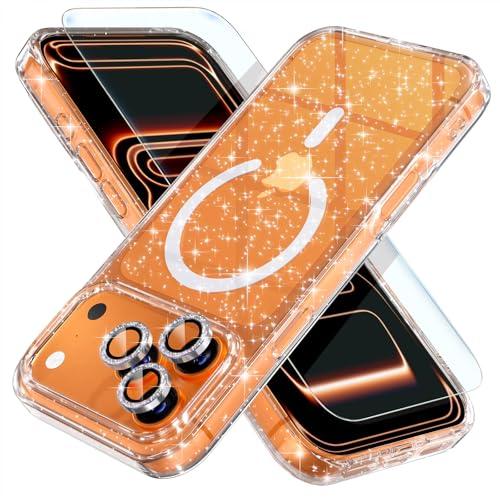 Choiche Magnetic for iPhone 17 Pro Case Compatible with MagSafe, Women Cute Glitter Sparkly Phone Case with Diamond Camera Lens Protectors, Military-Grade Drop Protection 6.3" (Clear)