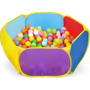 Kids Ball Pit Large Pop Up Childrens Ball Pits Tent for Toddlers Playhouse Baby Crawl Playpen with Basketball Hoop and Zipper Storage Bag, Balls Not Included