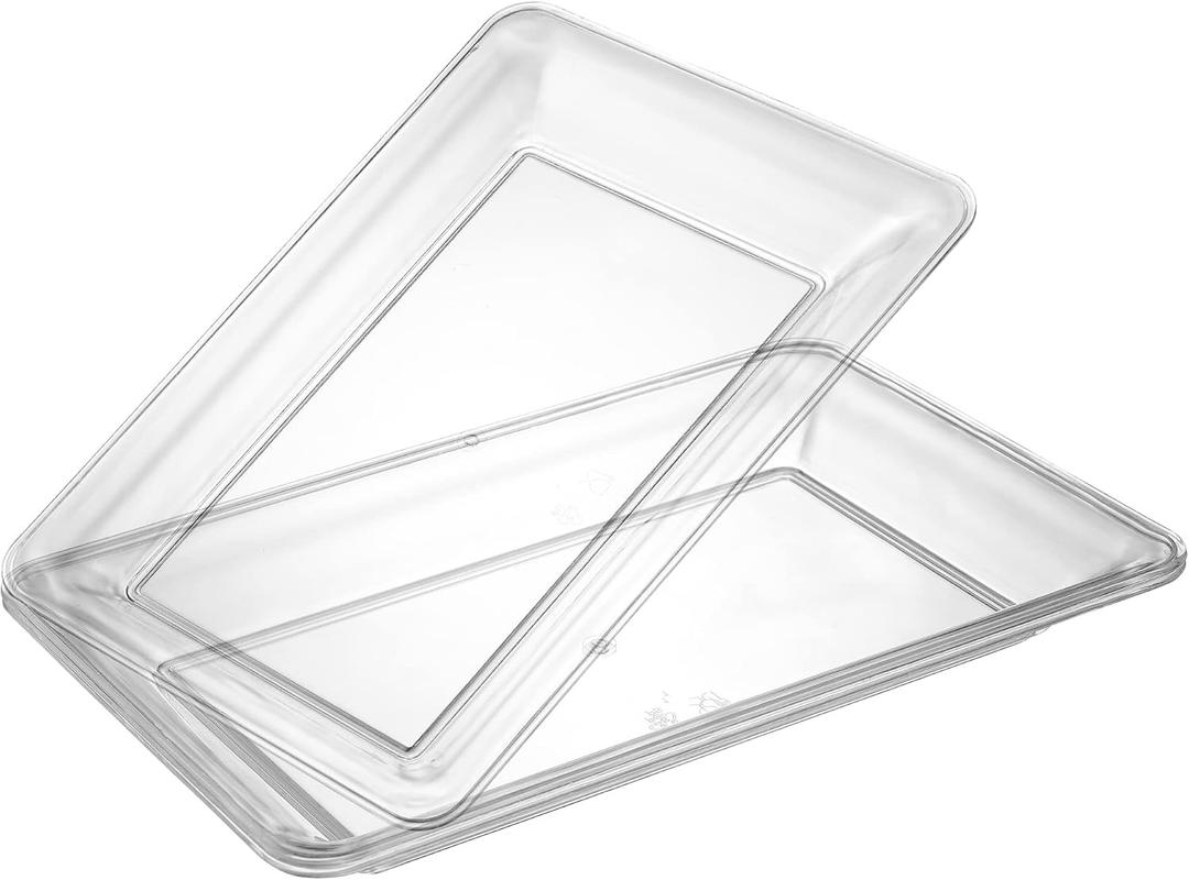 Plasticpro Plastic Serving Trays - Serving Platters Rectangle 10 X 14 Disposable Party Dish Crystal Clear Pack of 4