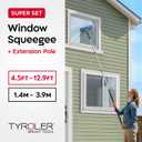 Tyroler Professional Window Squeegee with Extension Pole | 4.5-12.9ft Squeegee for Windows Cleaning | Outdoor Window Cleaner Tool, Windows Washing Kit with Extension Pole | Window Cleaning Kit