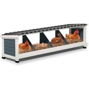 Chicken Nesting Boxes,4 Compartments Wooden Nesting Boxes for Chickens,Laying Boxes for Hens Ducks Poultry Protect Eggs Chicken Coops Easy Egg Collection (4 Hole)