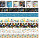 6 Rolls 196.8 Ft Decorative Science Bulletin Board Borders Set – Colorful Classroom Trim – Science Theme for Teachers, Schools & Office Decor -Perfect for Birthday, Back to School Theme