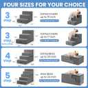 Aodisman Dog Stairs for Small Dogs, 3-Step Non-Slip Pet Stairs for Couch Sofa and Chair, Dog Bed Stairs for Puppy, Older Cat,Grey,13.6" H