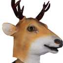 Sika Deer Mask Animal Head Helmet Giraffe Masks Spotted Deer Full Over Head Mask Deluxe Costume Party Latex Cervus Nippon Face Mask for Adult