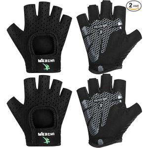 Geyoga 2 Pairs Workout Gloves Adjustable Weight Lifting Gym Exercise Training Breathable Workout Gloves with Full Palm Protection for Men and Women Fitness, Biking, Pull up, Cycling. Large, Black 