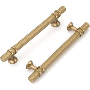 10 Pack 5"(128mm) Champagne Bronze Cabinet Pulls Knurled Kitchen Cabinet Handles Drawer Pulls Champagne Gold Cupboard Hardware for Cabinets CK0027