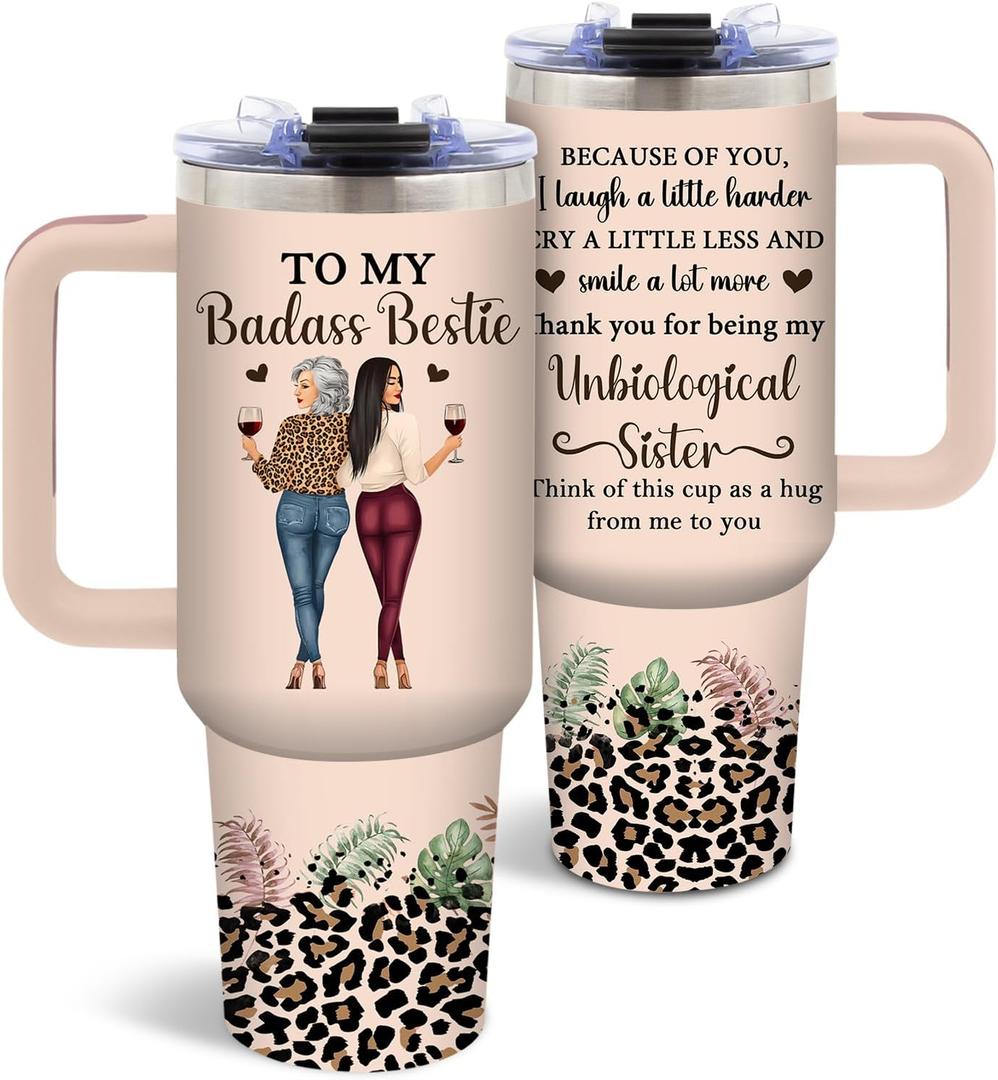 DUUV Bestie Gifts for Women, Friendship Gifts for Friends Sister, To My Badass Bestie Stainless Steel Insulated Mug, Friend Gift for Birthday Christmas Thanksgiving Graduation Friendship Day, 1PCS