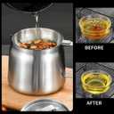 Stainless Steel Oil Filter Pot, 1.5L (50 Oz) Fryer with Strainer & Fry Basket - Large Capacity 3-in-1 Cooking Container for Bacon Grease Saver, Grease Collection, and Frying (Regular)