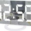 Ygdigital Digital Alarm Clock,6.5 Inch Large Display LED Mirror Electronic Clocks, with Snooze,12/24H,Dual USB Charging Ports, 3 Adjustable Brightness,for Bedroom Home Office -White