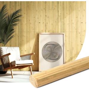 Natural Bamboo Wall Panel for Interior Wall Decor, Renewable Pole Wrap Wainscoting Paneling for Wall Ceiling Furniture Cabinet Office, 48 x 96 Inch, Natural