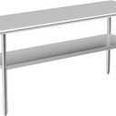 Stainless Steel Table for Prep & Work, 24x70 Inches, Metal Commercial Heavy Duty Table with Adjustable Under Shelf for Restaurant, Home and Hotel