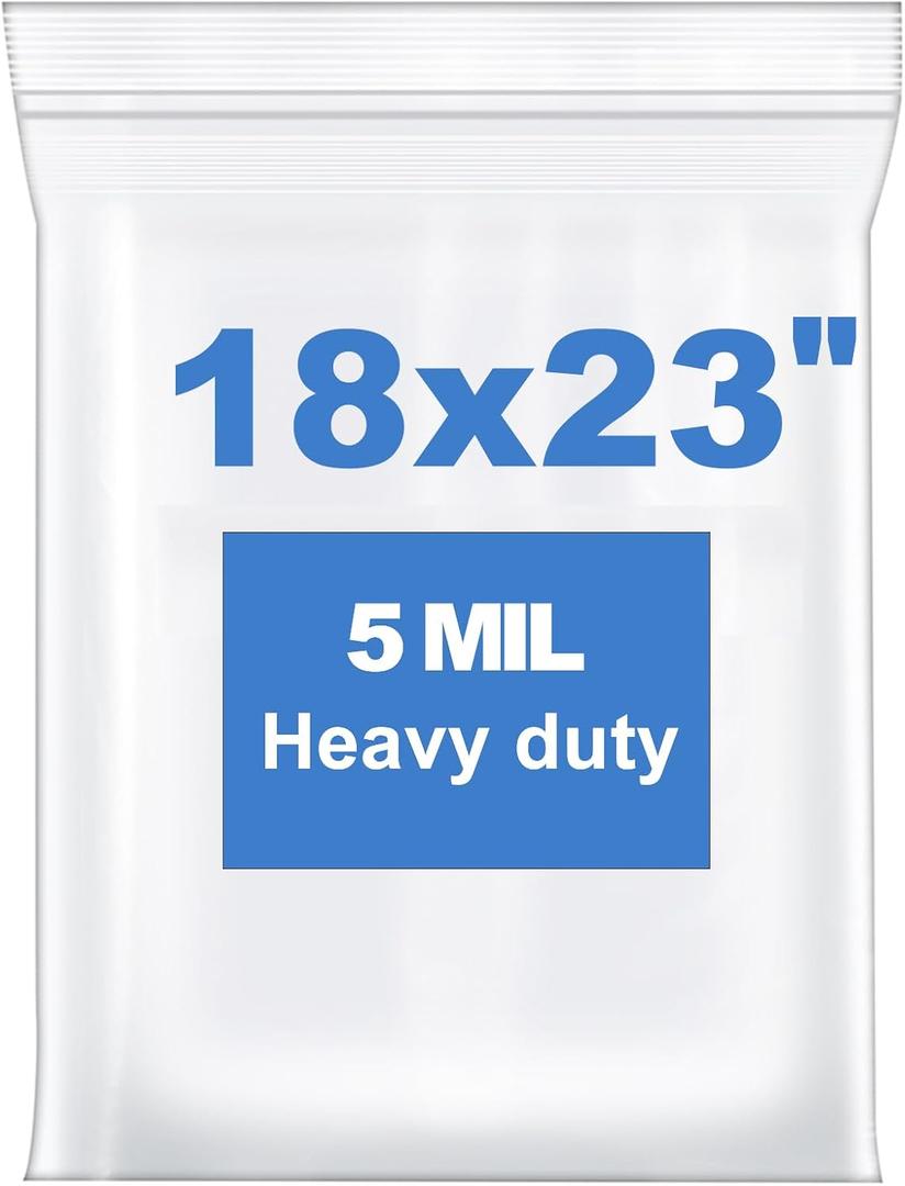 20 PCS 18" x 23" Thick 5 Mil Large Clear Zip Poly Bags Plastic Reclosable Zip Seal Lock Bags Heavy-Duty Clothing T-Shirts Shoes Toys Zipper Bag