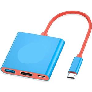 USB C to HDMI 4K Adapter 100W PD Hub, Portable Docking Station(Blue)