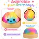 Vibrant Rainbow Gradient Dumpling Squishies Stress Balls, Colorful Squishies Dumpling Fidget Sensory Toy with Food Steamer, Squeeze Dough Ball for Stress Relief, Stretchy Desk Toys Gift