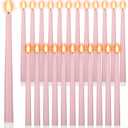 Macarrie 24 Packs Flameless Taper Candles Battery Operated Fake 11 Inch Long Candlelight LED Flameless Candlesticks Flickering Tapered for Spring Summer Wedding(Pink)
