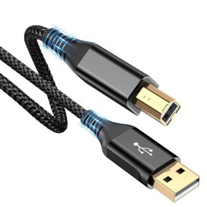 sweguard 20ft USB 2.0 USB-A to USB-B Cable - High Speed Nylon Braided Scanner/Printer Cord for HP, Canon, Dell, Epson, Brother, Lexmark, Xerox, Samsung & More - Black