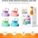 Aieve Mason Jar Lids, 4 Pack Wide Mouth Mason Jar Pour Spout Lid, Canning Lids with Flip Top Lid, Leak-Proof