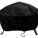 Sunnydaze Round Outdoor Fire Pit Cover - Heavy-Duty 300D Polyester and PVC with Drawstring Closure - Black - 30-Inch (30" x 12")