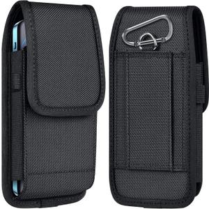 ykooe Cell Phone Pouch Nylon Belt Holster Case Compatible with iPhone 17 Pro Max, Galaxy S25/S24/S23/S22 Ultra A16 A15 A14 A13, Moto G Stylus/Power/Play, Pixel 8/7 Pro, Black - XXL
