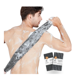 Yiclick Exfoliating Body Scrubber, Back Scrubber for Shower Bath, Japanese Scrub Wash Cloth, Exfoliating Washcloth Towel for Men Women, Body Exfoliator Loofah Luffa Sponge Net Rag Back Washer (Black)