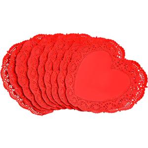 60 Pcs 10 Inch Red Heart Paper Doilies Valentines Heart Shaped Lace Paper Doilies for Table Decor Crafts Valentines Day Mothers Day Wedding Party Favor Supplies