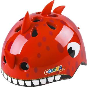 Toddler Kids Bike Helmet, Adjustable and Multi-Sport, 3 Sizes for Ages 1-2-3-5-8-14 Years Child Infant Boys Girls (Red dinosaur) 