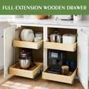 Wooden Pull Out Cabinet Organizer for Kitchen Fully Assembled 15" W x 21" D x 3" H Solid Wood Drawer with Soft Close Slides Bottom or Side Mount for Pantry Bathroom Bedroom Dining Room Storage