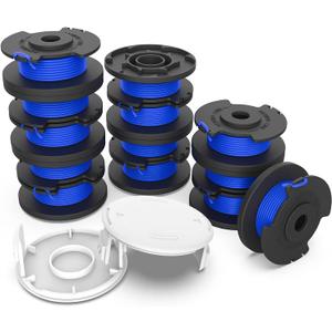 String Trimmer Spool Replacement for Ryobi One Plus AC14RL3A 18V 24V 40V, 11ft 0.065" Auto-Feed Cordless Weed Eater Spools Line with AC14HCA Cap Covers Parts (13 Spools, 2 Cap)