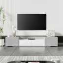 Modern TV Stand for 70" TV,Wood Console Table with Magnetic Cabinet Door, Entertainment Center with Large Storage Space for Living Room Bedroom (Color : Grey)