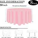 8 Packs 90 Inch Pink Tablecloth Round Tablecloth for Circle Tables, Washable Polyester Table Cloth, Wrinkle Resistant Round Cover for Spring Wedding Party Banquet Dining