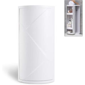 Multifunction Bathroom Kitchen Corner Locker Cosmetic Storage Rack Cabinet Storage Shelf Rotating Triangle Shelf, 3 Layer