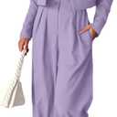 PRETTYGARDEN Teacher Outfits for Women Trendy Work Office Corporate Two Piece Matching Suit Set (Light Purple, Medium)