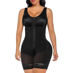 SHAPERX Women's Fajas Colombianas Tummy Control Shapewear Postpartum Full Body Shaper Butt Lifter Bodysuit (Medium, Black)