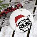 HTDesigns Santa Cat Holiday Ornament - Christmas Cat Ornament - Cat Lover Christmas Ornament Printed on Both Sides