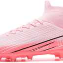HRJR Mens Soccer Cleats Football Cleats High-Top Sneaker Pink, 5.5