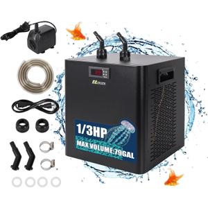 Aquarium Chiller, 79 gal 1/3 HP 300L Water Chiller for Cold Plunge, Hydroponic Cooler Fish Tank Cooling System for Axolotl Coral Reef Shrimp with Pump and Pipe